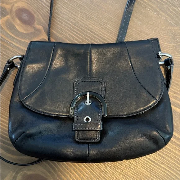 Coach Black Leather Crossbody Bag with Buckle Detail - Picture 9 of 9